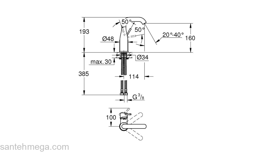 Смеситель для раковины GROHE Essence New 23463001. Фото