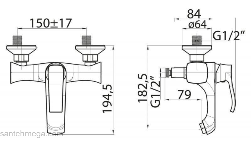 Смеситель для ванны/душа BELBAGNO Trula TRU-VASM-CRM. Фото