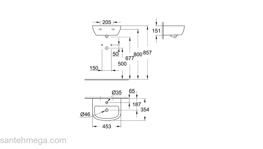 Раковина подвесная GROHE Bau Ceramic 45х35 39424000. Фото