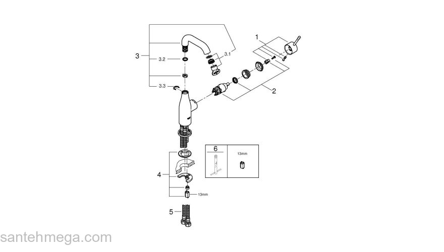 Смеситель для раковины GROHE Essence New 23463001. Фото