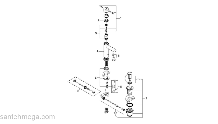 Смеситель для раковины GROHE Essence New 32898001. Фото