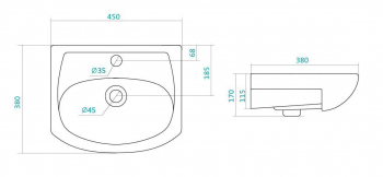 Раковина встраиваемая SANTEK Азов 45х38 1.WH11.2.449. Фото