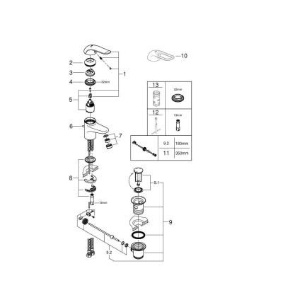 Смеситель для раковины GROHE Euroeco Special 32763000. Фото
