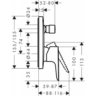 Смеситель для ванны с душем Hansgrohe Talis E 71745140. Фото