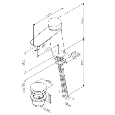 Смеситель для раковины TouchReel, с донным клапаном AM.PM Inspire 2.0 F50A82500. Фото