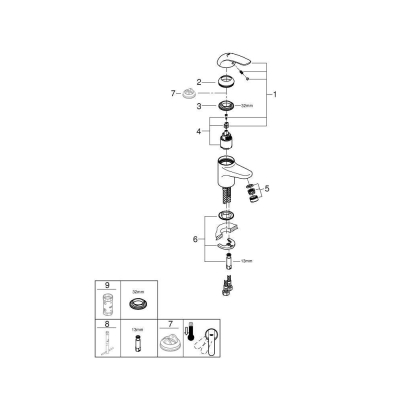 Смеситель для раковины Grohe Euroeco 32734000. Фото