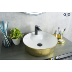 Раковина накладная GID D1306h025 44х44 53318 Белый / Золото Раковина накладная GID D1306h025 44х44 53318 Белый / Золото. Фото