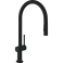 Кухонный смеситель однорычажный, 210, с вытяжным душем, 2jet Hansgrohe 72800670, матовый черный. Фото